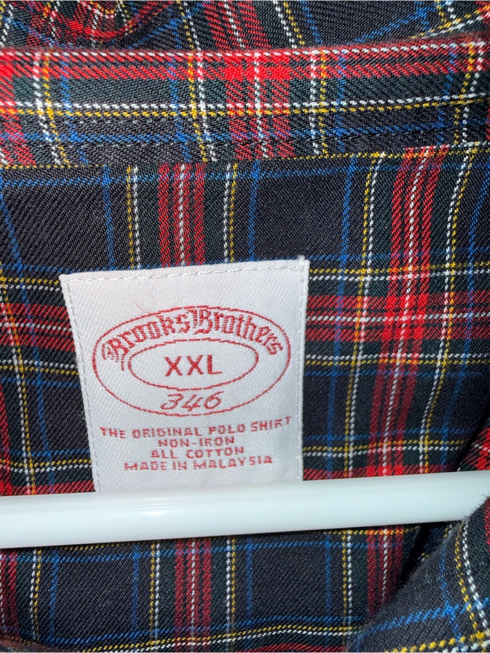 Brooks Brothers Navy, Red & Yellow Plaid Button-Down Shirt